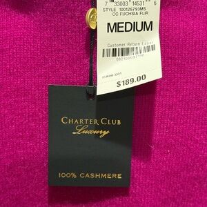 100% cashmere- NWT fuchsia/peony in color